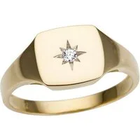 Firetti Goldring Schmuck Geschenk Gold 333 Siegelring, Stern, teilw. rhodiniert, mit Brillant