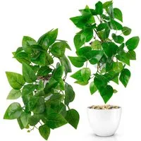 Kunstpflanze Künstliche Hängepflanzen im bruchfesten Topf, Hängepflanze künstlich Efeu, Monstera, Philodendron, Calathea, Pfeilblatt, Mosaik- & Zebrapflanze, PASCH, Bruchfester weißer Kunststofftopf