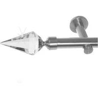 BASIT Gardinenstange Edelstahloptik 20mm mit Wandträgern 120 cm E37, Ø 20 mm, 1-läufig, verschraubt, Metall, H31 120 cm E37 Spitze Kristall