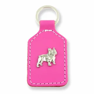 Franz?sische Bulldoggen Schl?sselanh?nger aus Leder pink