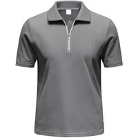 Allthemen Poloshirt mit Cord-Struktur Halbzip Kurzarmshirt