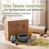 SURFOU Teeservice Matcha Set 7-teilig mit Schale Bambusbesen Sieb Zubehör (7-tlg)