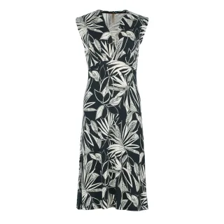 Midi-Kleid aus monochromem botanischem Jersey