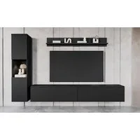 OTTO home Wohnwand PARIS, Vitrine Türanschlag links/rechts wechselbar, (Komplett-Set, 3-St), grifflose Design, stehend und hängend montierbar