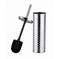 relaxdays WC-Garnitur WC Bürste mit Behälter, Stand- und Wandtoiletten, alle handelsüblichen Toiletten, Toiletten im Gäste-WC, Porzellan-Toiletten, Toiletten im Badezimmer, (2-tlg), silber