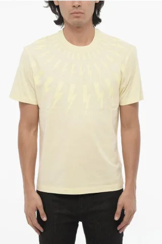 Slim Fit FAIRISLE THUNDERBOLT Rundhals-T-Shirt mit Oberteil in Gelb