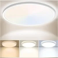 POPOLIC LED Deckenleuchte 24W 6000K/4000K/3000K, Deckenlampe 3 Farbtemperatur 3200LM IP54, Rund Flach Modern Schlafzimmer Lampe Ø30cm