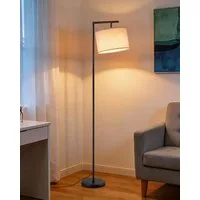 EDISHINE Stehlampe Wohnzimmer 160cm, Lampenschirm verstellbar, LED wechselbar, warmweiß, mit Lampenschirm aus Leinen