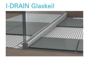 I-DRAIN Glaskeil rechts 1,48 m, Edelstahl, gebürstet,h5 19mm, h1 42mm ID148GR