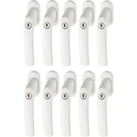 ABUS Fenstergriff Abschließbarer Fenstergriff FG200 AB208 gl. - weiß - 10er Set, 10er Set, Individuell einstellbarer, gesicherter Vierkantstift, 28 - 44 mm Länge