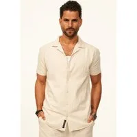 CARISMA Kurzarmhemd in Leinen-Optik als lässiges Sommerhemd - Poloshirt für Herren Herren Polohemd T-Shirt im Regular-Fit - Strandhemd