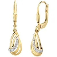 Firetti Paar Ohrhänger Schmuck Geschenk Gold 333 Ohrschmuck Ohrringe Welle bicolor, mit Zirkonia (synth)