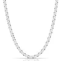 Tony Fein Silberkette Panzerkette 4,2mm 925er Silber Massiv Diamantiert, Made in Italy