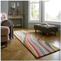 FLAIR RUGS Wollteppich Abstract Flow handgetuftet, rechteckig, Höhe: 10 mm, Wolle, Teppich, Wohnzimmer, Schlafzimmer, Esszimmer
