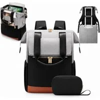 Toomoke Rucksack 2in1 Laptop Rucksack Damen Herren 15,6 Zoll mit Organizer Tasche (Multifunktionaler Business Rucksack mit gepolstertem Laptopfach für 15,6 Zoll Geräte, Kosmetiktasche, praktischem Kofferband und cleverer Fächeraufteilung), ideal für 