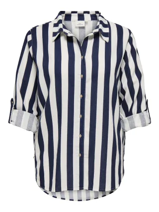 ONLY CARMAKOMA - CARGOA 3/4 STRAP LINEN BL SHIRT CC PNT Cloud Dancer - Gr. - 44