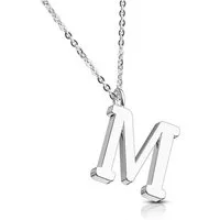BUNGSA Fingerring M - Kette Buchstaben Anhänger Silber aus Edelstahl Damen M (1-tlg), Halskette Necklace