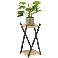 relaxdays Blumenhocker Blumenständer mit 2 Ebenen (1 St), hellbraun