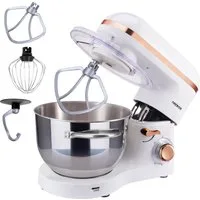 Arebos Küchenmaschine 6L Edelstahl-Rührschüssel, 1500 W, inkl. Rührhaken, Knethaken, Schneebesen, Spritzschutz
