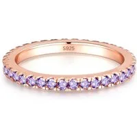 Lisandra Scott Silberring 925 Silber Ring mit Lila Kristallen in Roségold mit Zirkonia Steinen, Lila trifft Roségold - Elegant, langlebig & vielseitig