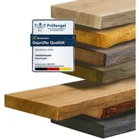 tømmermann Wandregal Schweberegal Holzregal mit Baumkante - Hängeregal aus Massivholz Eiche, Komplett-Set