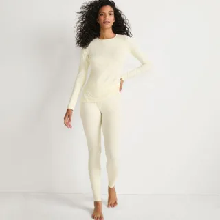 Lange Stretch-THERMASKIN-Unterhose für Damen, Damen, size: regular, Elfenbein, Elasthan/Polyester-Mischung, by Lands' End