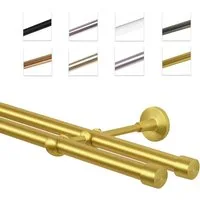 MDEKOR Gardinenstange Vorhangstange 19mm, 2-läufig, 2-läufig Wandmontage, 120 cm Messing Gold