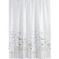 Ekershop Duschvorhang Textil Daisy Gänseblümchen Weiß und Gelb für Duschstange Breite 180 cm (inkl. Ringe), Höhe 200 cm, wasserabweisend, waschbar, bügelbar