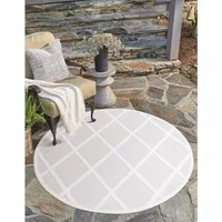 Carpet City Teppich In-& Outdoorteppich Santorini 457, 3D-Effekt, Raute-Look, rund, Höhe: 5 mm, Wetterfest & UV-beständig für Terrasse, Balkon, Küche, Flur