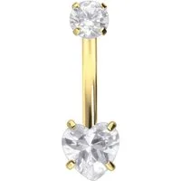 PIERCINGLINE Bauchnabelpiercing Titan Bananabell mit Innengewinde KRISTALL + KRISTALLHERZ (Bananabells, 1-tlg)
