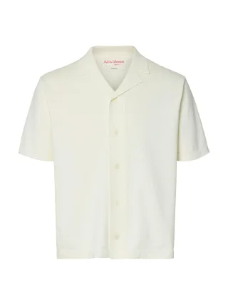 SELECTED MEN - SLHAMOUR INTARSIA RELAXED POLO CARDIGAN Egret - Gr. - XL