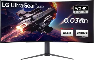 LG UltraGear OLED 45GR95QE-B [445" Curved 3.440x1.440 OLED 240Hz 2x HDMI DispayPort USB-B 2x USB-A 003ms Reaktionszeit] schwarz