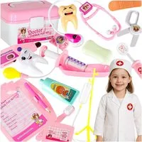 Ikonka Spielzeug-Arztkoffer Kinderarztkoffer 35 teilig Arztkoffer Set mit Licht Sound Kostüm, (Arztkoffer Kinder 35 teilig Rollenspiel Set Licht Sound Kostüm, Kinderarztkoffer 35 teilig mit Kostüm Licht Sound Zubehör Set), 35 teilig Licht Sound Kostü