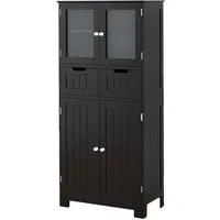 COSTWAY Badkommode, Badschrank mit Schublade, verstellbarem Regal, weiß 128cm