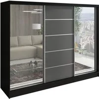 A&J MöbelLand GmbH Schiebetürenschrank TOP, 3-türig Schrank 200 cm mit Schubladen und Spiegel (TOP ANGEBOT! Geräumiger Schrank mit einer Breite von 200 cm und Spiegel, ideal zur Aufbewahrung von Kleidung und Accessoires. 3 Schubladen und viel Staurau