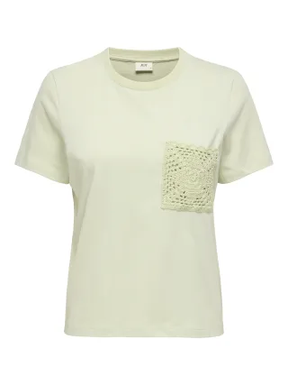 JDY - JDYSELMA S/S CROCHET POCKET TOP JRS NOOS Sea Foam - Gr. - S