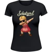 MoonWorks Print-Shirt Damen T-Shirt für das Oktoberfest Schatzerl Dirndl-Madl Fun-Shirt mit Print