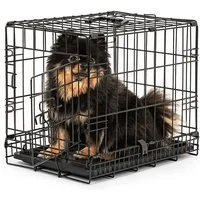 lionto Tiertransportbox faltbar mit Bodenwanne, schwarz, hygienisch mit Trennwand & Sicherheitsverriegelung