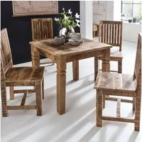 FINEBUY Esstisch FB45593 Esstisch quadratisch 80 Massivholz Esszimmertisch rustikal (80x80x76 cm Mango Massivholz Quadratisch Rustikal), Kleiner Esszimmertisch, Küchentisch Holztisch