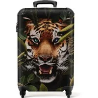 NoBoringSuitcases.com© Hartschalen-Trolley Tiger - Blätter - Wildtiere - Dschungel - Natur 55x35x20cm, 4 Rollen, Reisetasche mit Rollen, Koffer Handgepäck Flugzeug