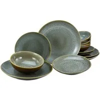 CreaTable Tafelservice Reactive Nostalgic Cognac (12-tlg), 4 Personen, Steinzeug