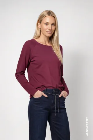 monari - Basic-Langarmshirt dark bordeaux - Gr. - 36