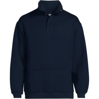 Gerippter Pullover mit Stehkragen, Herren,  Blau, by Lands' End