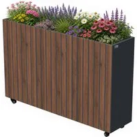 Zelsius Hochbeet verzinkter Stahl mit Rollen 120 x 30 x 80 cm Anthrazit RAL 7016 Walnus