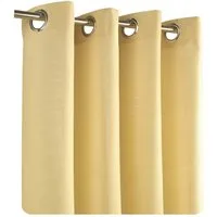 Haus und Deko Gardine Vorhang Leinenoptik 140x245 cm Ösen 2er Set blickdicht Struktur uni (2 St), Ösen, blickdicht, Polyester