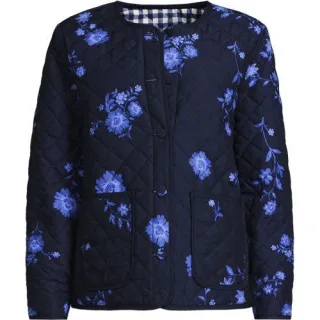 Kragenlose FEATHERFREE Wende-Steppjacke Gemustert für Damen, Damen, size: regular, Lila, Polyester, by Lands' End