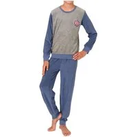 Normann Pyjama Normann Jungen Frottee Pyjama Schlafanzug mit Bündchen und Stickerei