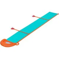 Bestway Wasserrutsche H2OGO! Fontäne, (Packung, 488 x 129 cm, Für den Außengebrauch), Integrierte Sprinkler mit Gartenschlauchanschluss