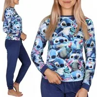 Disney Pyjama Disney Stitch Damenpyjama, zweiteilig, Fleece, warm, lange Ärmel
