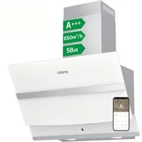 CIARRA Kopffreihaube 60cm Dunstabzugshaube 650 m³/h Wlan -APP & Touch Control Serie CA6736NB CA6736NW 60cm Dunstabzugshaube 650 m³/h Wlan -APP & Touch Control, 4 Sufen Inkl. BOOST Schräghaube Leise 5-Minuten-Nachlaufschaltung